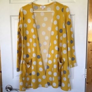 LuLaRoe swing sweater polka dot small yellow